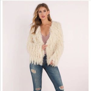NWOT J.O.A. LAYNE IVORY SHAGGY CARDIGAN